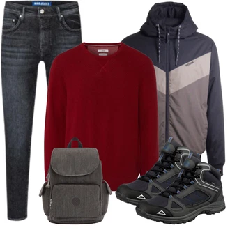 Stiefel Outfits mit Rot/Weiß Hoodie Brax "Street Style Outfit"