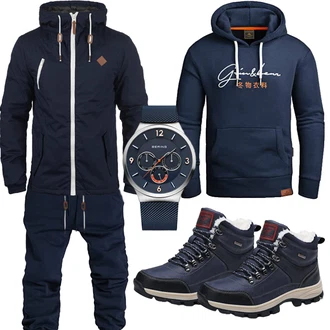 Cropped Outfit mit Dunkelblau Partner Hoodie/Unisex Hoodie/Sport Sweatshirt/Vintage Hoodie/Hoodie/Ausgefallener Hoodie/Sport Hoodie Grin&Bear "Street Style Outfit"