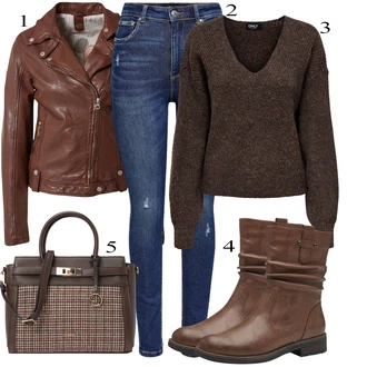 Denim outfits mit Temno modra/Modra Kavbojke z Razporkom/Usnjena Jakna/Usnjene Čevlje/Zimska jakna/Kavbojke na Poteg/Push up Kavbojke/Kavbojke Visokega Pasu/Kavbojke z Luknjo/Usnjene jakne/Ženske 7/8 Kavbojke/Gležnarji Only "Zimski outfit"