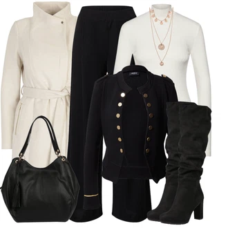 Dlouhé Outfit s Tmavě modrá Dvojřadový Sako/Blejzrové Bund/Blůzové Sako/Kožená bunda/Pletený Sako/Krátké Sako/Lidové Sako Only "Stylový zimní outfity"