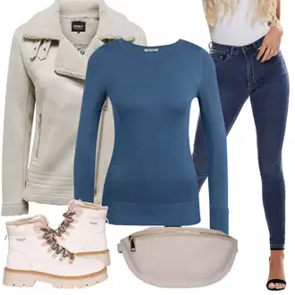 Motorka Zima Outfit s Šedá/Béžová/Khaki/Hnědá Bunda Zimní Bund Only "Stylový zimní outfity"Look: Motorka, Jízda na koni