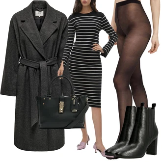 Outfity na zimu Pruhovaný s Bílá/Černá/Zelená VERO MODA "Stylový zimní outfity"