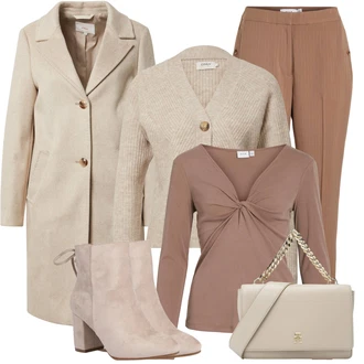 Kombinacije za zimu Kratka Trake za Špagete sa Smeđa/Bež/Siva/Kaki Majica I Top Veći Broj/Bluza i Tunika/Bluza Veći Broj/Pletivo Veći Broj Vila "Elegantan zimski outfit"