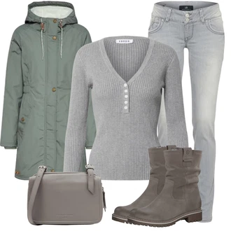 outfit mit Svetlo Siva/Siva Ozke Kavbojke/Gležnarji/Kavbojke z Razporkom/Kavbojka z Nizkim Pasom/Kavbojka z Nizkim Pasom/Push up Kavbojke/Regular Fit Kavbojke/Usnjena Jakna/Usnjene Čevlje/Zožene Kavbojke/Moška Usnjena Jakna LTB "Zimski modni komplet"