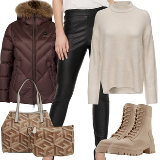 Outfit s Černá/Červená blauer "Trendový zimní vzhled"