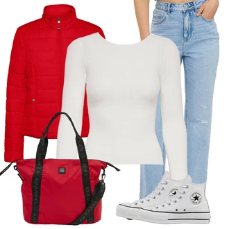 Outfity z džínu Pyžamové Léto s Tmavě červená/Červená Taška Na Rameno/Pánská taška/Velká taška/Vodotěsná taška/Taška do tělocvičny/Sportovní taška/Látková taška/Plenková taška/Nafouknutá taška/Brašna/Shopper taška sam 73 "Trendový zimní vzhled"