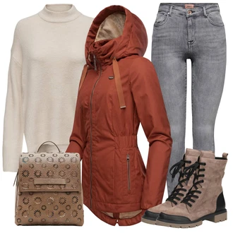 Outfity pro volný čas s Červená/Oranžová/Hnědá Bunda s Kapucí/Merino bunda/Bunda 2v1/Bunda s Bočním Zipem/Funkční Bunda/Trekingová bunda/Podzimní bunda/Outdoorové Bundy/Turistická bunda Ragwear "Trendový zimní vzhled"