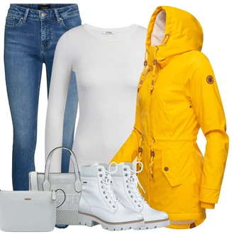 Outfit s Žlutá Nepromokavé Bund/Lyžařská bunda/Outdoorové Bundy/Snowboardová Bund/Plachtařská bunda/Parka/Funkční Bunda/Trekingová bunda/Skialpinistická bunda/Turistická bunda Ragwear "Trendový zimní vzhled"