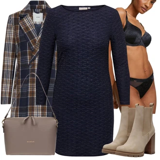 Outfit s Hnědá/Béžová/Khaki Kožená kotníková bota/Kožená bunda/Gumová Kotníková Bota/Chelsea Boty/Kotníková Bota s Podšívkou/Letní kotníková kozačka Only "Trendový zimní vzhled"