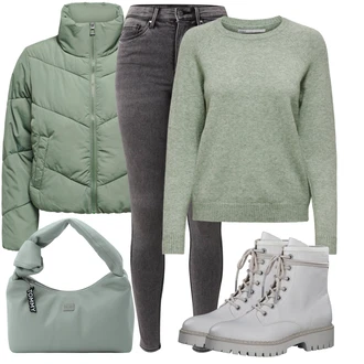 Outfit s Šedá/Stříbrný/Bílá/Krémová Kozačka Šněrovací Kotníková Bota/Kotníková Bota s Podšívkou/Klasická Kozačka/Vycpaná Kozačka/Bojová Bota S.Oliver "Stylový zimní outfity"