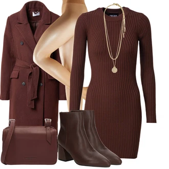 Outfit s Béžová/Zlatý/Žlutá Jemný Řetízek/Bohatě zdobený náhrdelník/Collier/Statement náhrdelník Pilgrim "Stylový zimní outfity"
