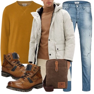 Stiefel Outfits mit Orange/Weiß Hoodie Brax "Winter Outfit"