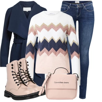 Outfit s Béžová/Růžová Kozačka Šněrovací Kotníková Bota/Klasická Kozačka/Bojová Bota/Motorkářská bota Dockers by Gerli "Trendový zimní vzhled"