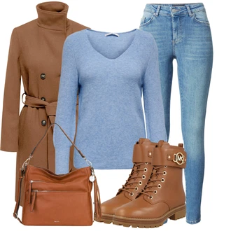 Outfit s Khaki/Šedá/Hnědá/Béžová Přechodový Kabát/Kašmírový Kabát/Lodenový kabát/Midi Kabát/Trenčkot/Trenčkot/Vlněný Kabát/Vlněný kabát Only "Stylový zimní outfity"