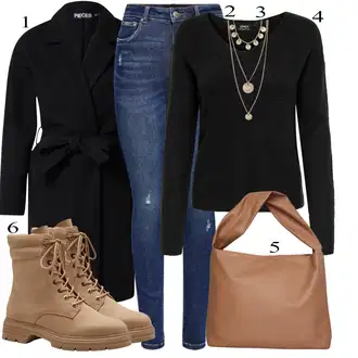 Outfits for chubby Disko mit Temno modra/Modra Kavbojke z Razporkom/Usnjena Jakna/Usnjene Čevlje/Zimska jakna/Kavbojke na Poteg/Push up Kavbojke/Kavbojke Visokega Pasu/Kavbojke z Luknjo/Usnjene jakne/Ženske 7/8 Kavbojke/Gležnarji Only "Zimski outfit"Look: Stil, 90. leta, Kul, Disko, Francoski, Modernen, Stari denar