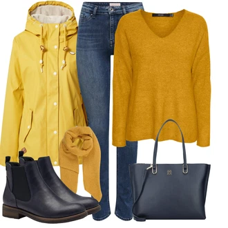 Outfit s Žlutá Nepromokavé Bund/Bunda s Kapucí/Outdoorové Bundy/Jarní bunda/Plachtařská bunda/Parka Ragwear "Vánoční outfit"