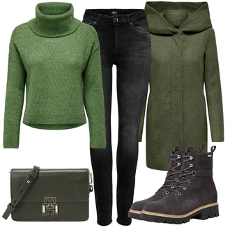 Outfit sa Smeđa/Crna/TamnoSiva/Tamnosmeđa/Siva Čizmica Gležnjača na Vezanje/Zimska gležnjača/Klasična čizmica/Motociklistička čizma/Vodootporne čizme/Borbena Čizma/Cipela za Trekking/Zimska cipela/Podstavljena Gležnjača Tamaris "Zimski outfit za slobodno vrijeme"