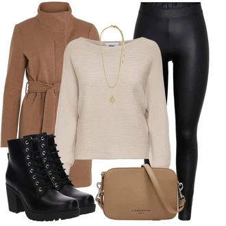 Outfity na zimu Styl Boho s Béžová/Zlatý/Žlutá Jemný Řetízek/Bohatě zdobený náhrdelník/Collier/Statement náhrdelník Pilgrim "Outfity na zimu"Look: Styl, 20 léta, Boho, Elegantní, Unisex, Retro, 80tá léta