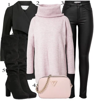 Outfits for chubby mit Črna Hlače iz Imitacije Usnja/Pajkice Usnjena pajkica/Leginge v Videzu Usnja/Usnjena Hlača/Skinny Hlače/Lack Pajkica JdY "Zimski outfit"