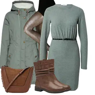 Puntíkatý Outfit s Tmavě šedá/Khaki/Béžová/Růžová/Šedá/Zlatý Punčocháče/Třpytivý punčocháč/Punčocháče Velká Velikost MAGIC Bodyfashion "Vánoční outfit"