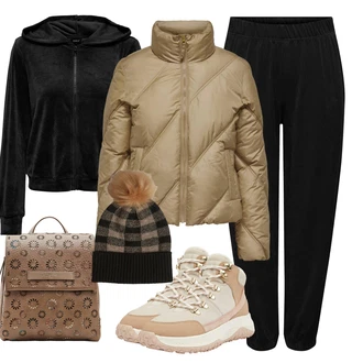 Elastan Outfit s Černá Plisovaná Kalhoty/Baggy Kalhoty/Manšestrový Legíny/Střmenová Kalhoty/Boyfriend Kalhoty/Kalhoty s nášivkou uprostřed/Mrkvová Kalhoty/Jogger Kalhoty/Mušelínové kalhoty/Kalhoty s Vysokým Pasem/Manšestrové Kalhoty Only "Zimní look"