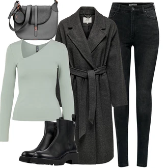 Pravá Kůže Outfit s Černá/Hnědá Kožená kotníková bota/Letní kotníková kozačka/Klasická kozačka/Chelsea Boty/Kožená bunda/Kozačka se zipem/Kotníková Bota s Podšívkou Camper "Zimní look"