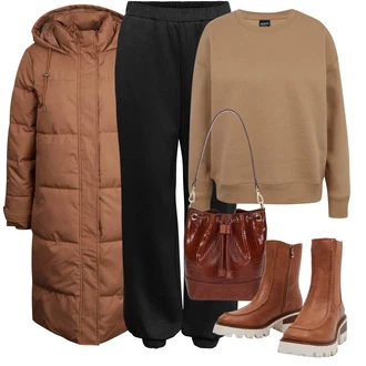 Outfit s Oranžová/Hnědá Gumová Kotníková Bota/Kožená bunda/Kožená kotníková bota/Kotníková Bota s Podšívkou/Chelsea Boty/Motorkářská bota/Vintage Kotníková Bota/Letní kotníková kozačka orsay "Zimní look"