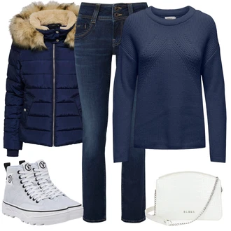 Trendový Outfit s Šedá Plátěná Teniska/Teniska na platformě/Skate Bota/Teniska teddy/Veganská Bota/Zimní Tenisky Vans "Zimní look"Look: Streetwear, Sportovní, Trendový