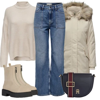 Outfit s Béžová Geox "Zimní look"