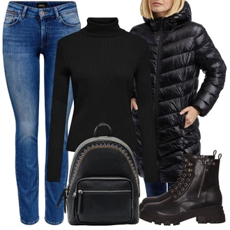 Motorkář Outfit s Černá Kozačka Bojová Bota/Šněrovací Kotníková Bota/Kozačka se zipem/Motorkářská bota/Kožená kotníková bota nax "Zimní look"