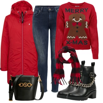 Outfity na zimu Džínovina s Modrá/Bílá/Tmavě modrá Only "Zimní look"