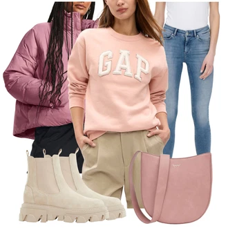 Pravá Kůže Outfit s Béžová/Khaki/Hnědá Chunky Tenisky/Kožená bunda/Chelsea Boty/Letní kotníková kozačka/Gumová Kotníková Bota Aldo "Zimní look"