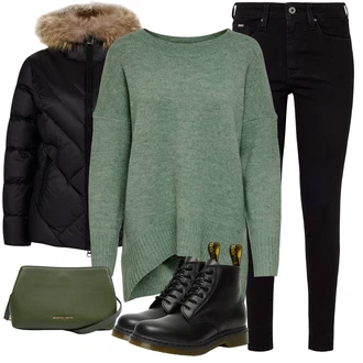 Outfit s Tmavě zelená michael kors "Zimní look"