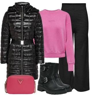 S nápisem Outfit s Černá Only "Zimní look"