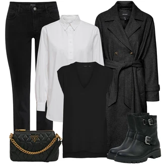 Motorka Outfit s Černá Kozačka Motorkářská Bota/Motorkářská bota Guess "Zimní look"Look: Motorka, Jízda na koni