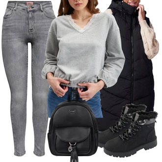 Outfity z džínu Lehké Zima s Černá alpine pro "Zimní look"