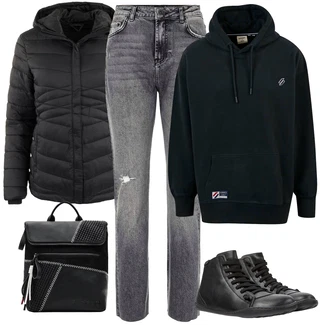 Outfit s Černá Superdry "Zimní look"
