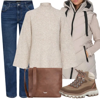 sníh Outfit s Hnědá/Béžová Trekingová Bota/Nepromokavá Bota/Vodotěsná outdoorová Bota Tamaris "Zimní look"