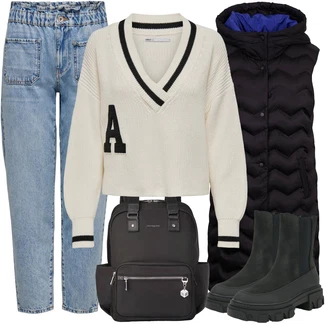 Outfity na zimu Večer venku s Černá Batoh Hedgren "Zimní look"Look: Schůzka, Rave, Malle, Bar, Večer venku, Den na pláži, Koncert