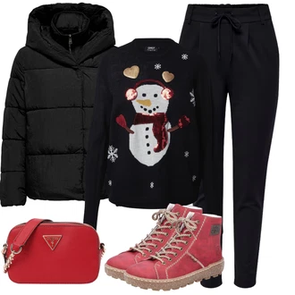 Outfit s Tmavě modrá/Černá Tréninková Kalhoty/Látková Kalhoty/Mušelínové kalhoty/Boyfriend Kalhoty/Žerzejová Kalhoty/Jogger Kalhoty/Ležérní Kalhoty/Mrkvová Kalhoty/Sportovní kalhoty Only "Zimní look"