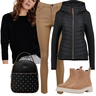 Outfity na zimu Midi s Černá/Červená Izolační bunda/Merino bunda/Bunda s Kapucí/Termo Bund/Hybridní bunda Alife and Kickin "Zimní look"