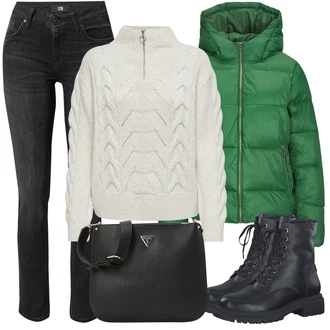 Zimske Outfiti mit Svetlo siva/Temno siva/Siva/Črna Hlača velika velikost/Kavbojke/Pajkice Velika Velikost LTB "Zimski outfit"