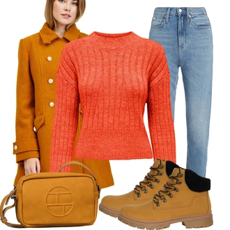 Outfit s Modrá/Světle modrá Mom Jean/Girlfriend Džíny/High Waist Džínové Kalhoty/Vintage džíny/Zužující se Džíny/Dad Džíny Calvin Klein Jeans "Zimní look"