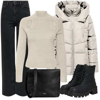 Outfity na zimu Grunge s Černá Only "Zimní look"Look: Lak, Metal, Grunge, Trendový, Váhy, Techno, Estetika