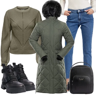 Outfity na zimu Rovná noha Džínovina s Modrá/Světle modrá orsay "Zimní outfit pro volný čas"