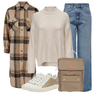 Zpátky do školy Outfit s Khaki/Šedá/Tmavě zelená/Béžová Vojenská Taška/Taška Na Notebook/Taška na Macbook/Pánská taška brakeburn "Zimní outfit pro volný čas"Look: Škola, Den na pláži, Koncert, Zpátky do školy