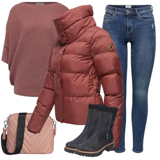 Outfity pro volný čas s Červená/Hnědá/Vínová/Tmavě červená Udržitelná bunda/Podzimní bunda/Puchová Bund/Nafukovací Bund/Letní peřová bunda/Zimní Bund Ragwear "Zimní Outfit pro volný čas"