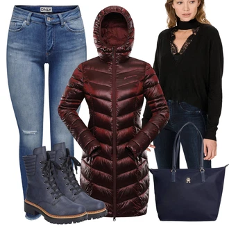 Outfity z džínu Lehké Zima s Černá alpine pro "Zimní outfit pro volný čas"