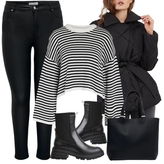 Zima Outfit s Černá Zimní Bund/Nylonová bunda/Zimní Parka/Letní peřová bunda/Podzimní bunda/Parka Přechodová Bund/Udržitelná bunda/Prošívaná Bunda/Vosková Bunda/Jarní bunda Only "Zimní outfit pro volný čas"