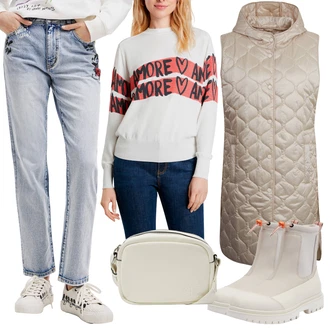 Pravá Kůže Outfit s Šedá/Béžová/Khaki/Hnědá Kožená bunda/Gumová Kotníková Bota Calvin Klein Jeans "Zimní outfity"